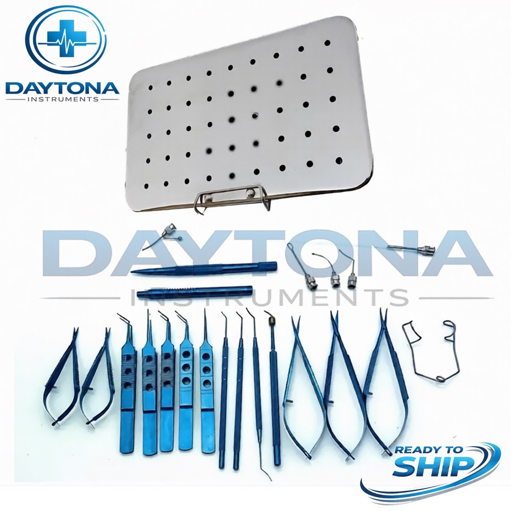 Eye Cataract Titanium Set 21 PCS Ophthalmic Surgical Instruments Set With Box
