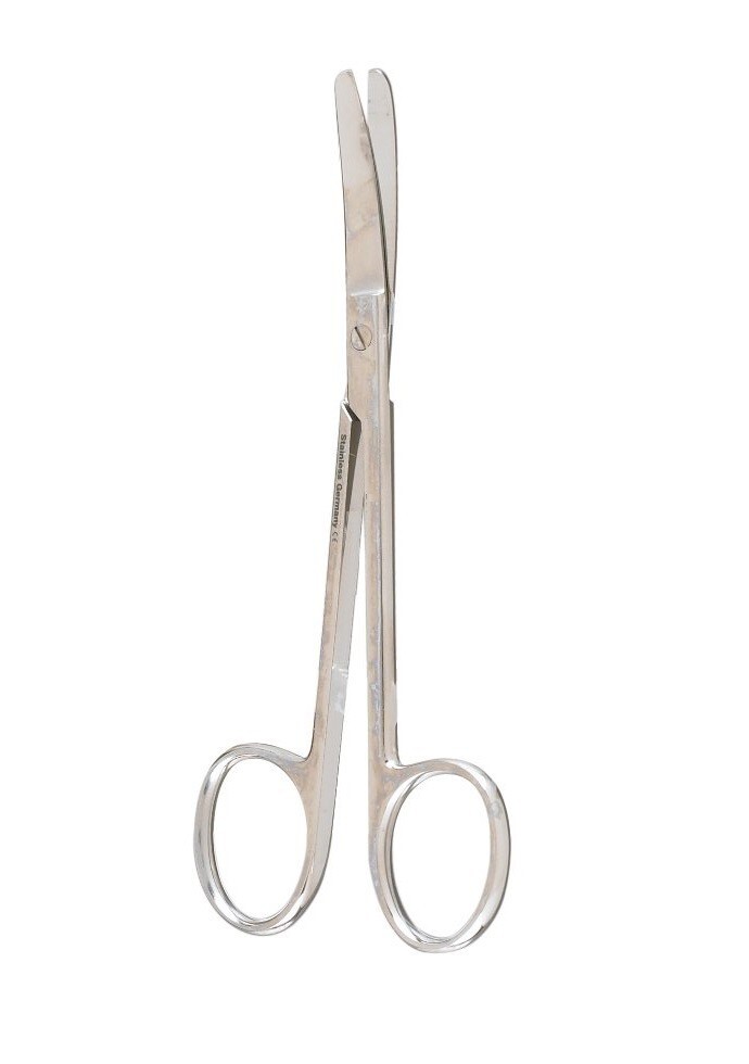 Set of 6 Plastic Surgery Scissors, 4.3/4″, Curved, Blunt Tips, 1 Serrated Blade