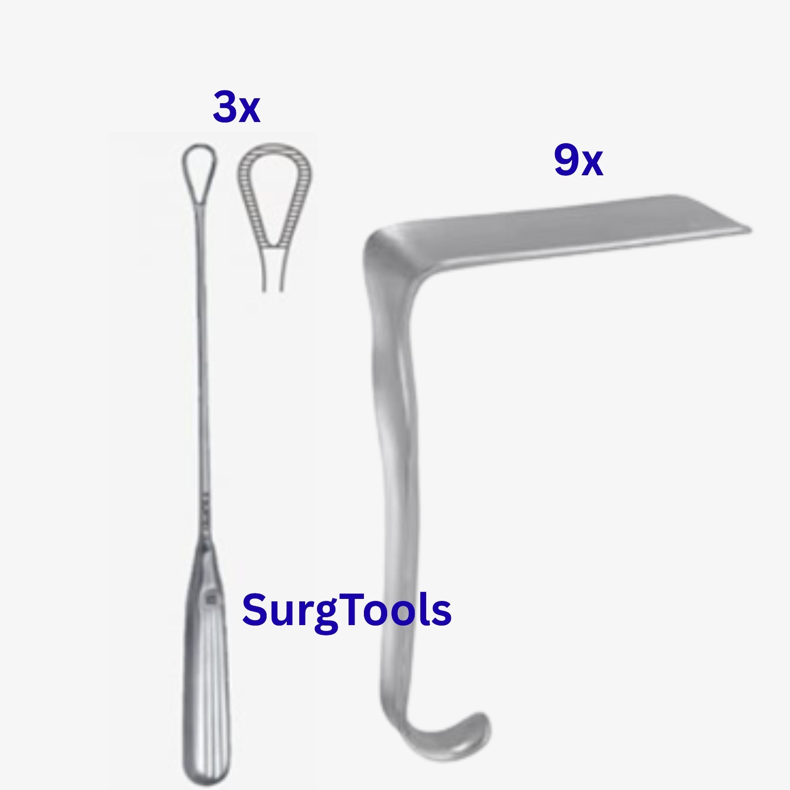 Greene Uterine Curette & Jackson Vaginal Speculum GYN Surgical Instruments Set