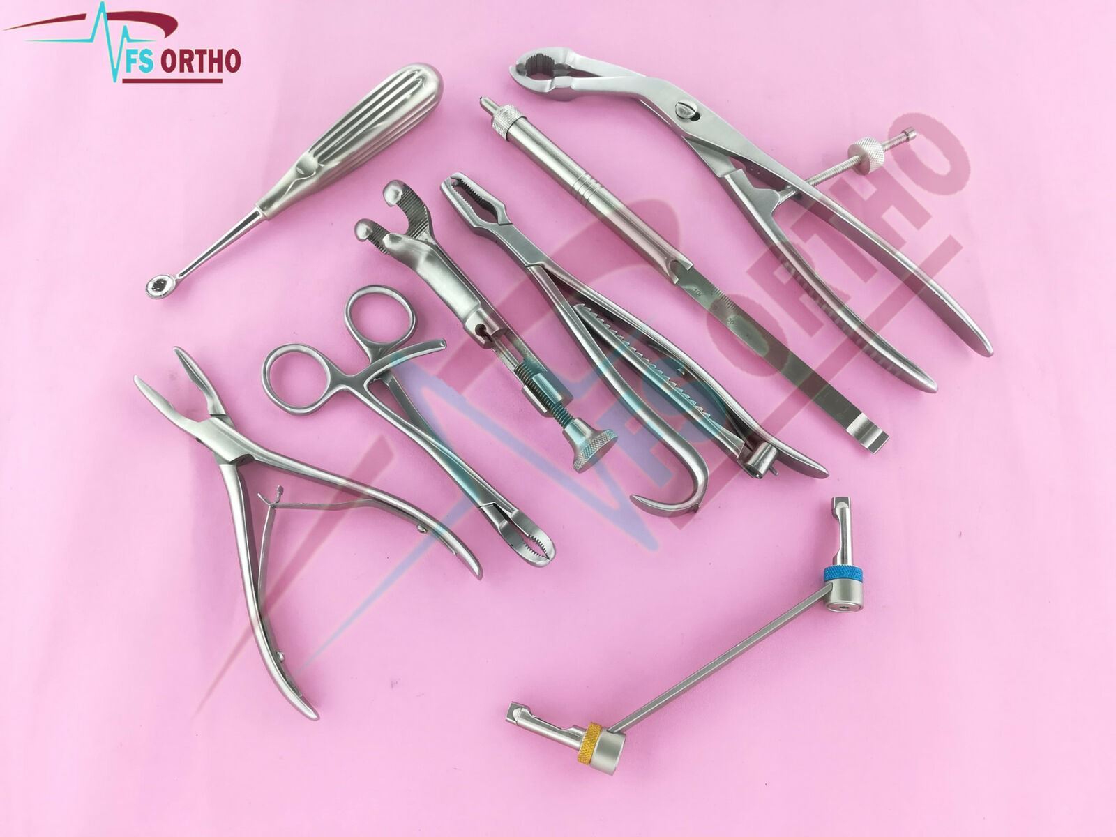 10 Assorted Orthopedic Surgical Instruments custom made set Stainless steel