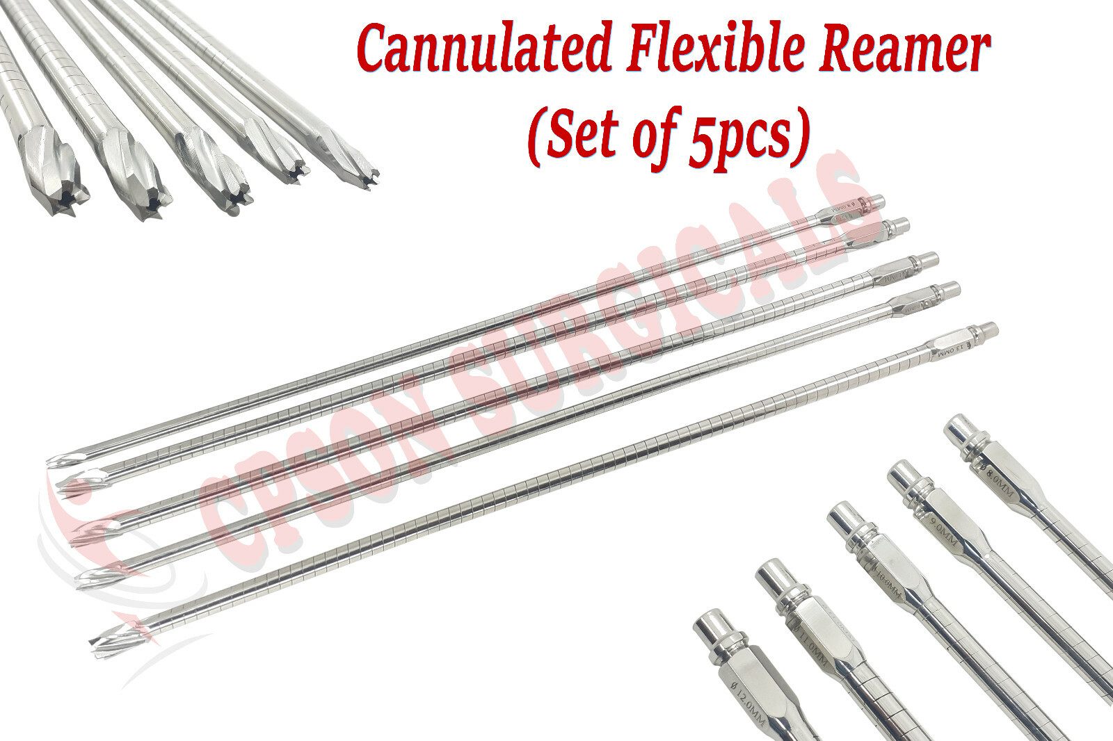 Veterinary Cannulated Flexible Reamer 8 mm to 12 mm (Lot of 5 pcs) SS