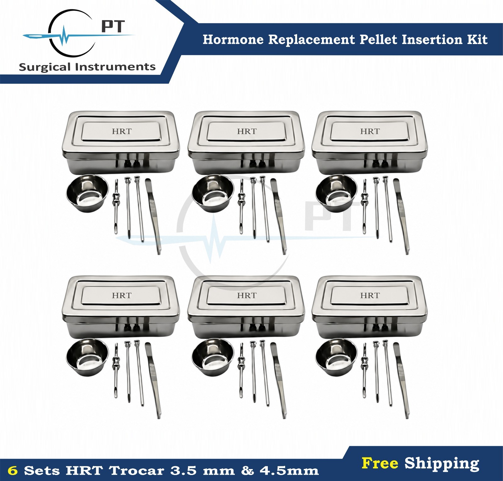 3.5 mm & 4.5mm HRT Trocars kit Hormone Replacement Pellet Insertion Kit 6 Sets