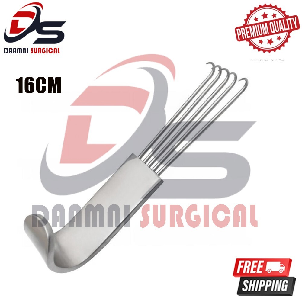 Anderson Bear Claw Retractor 16 cm, 5 Sharp Prongs Facelift Hook Instrument