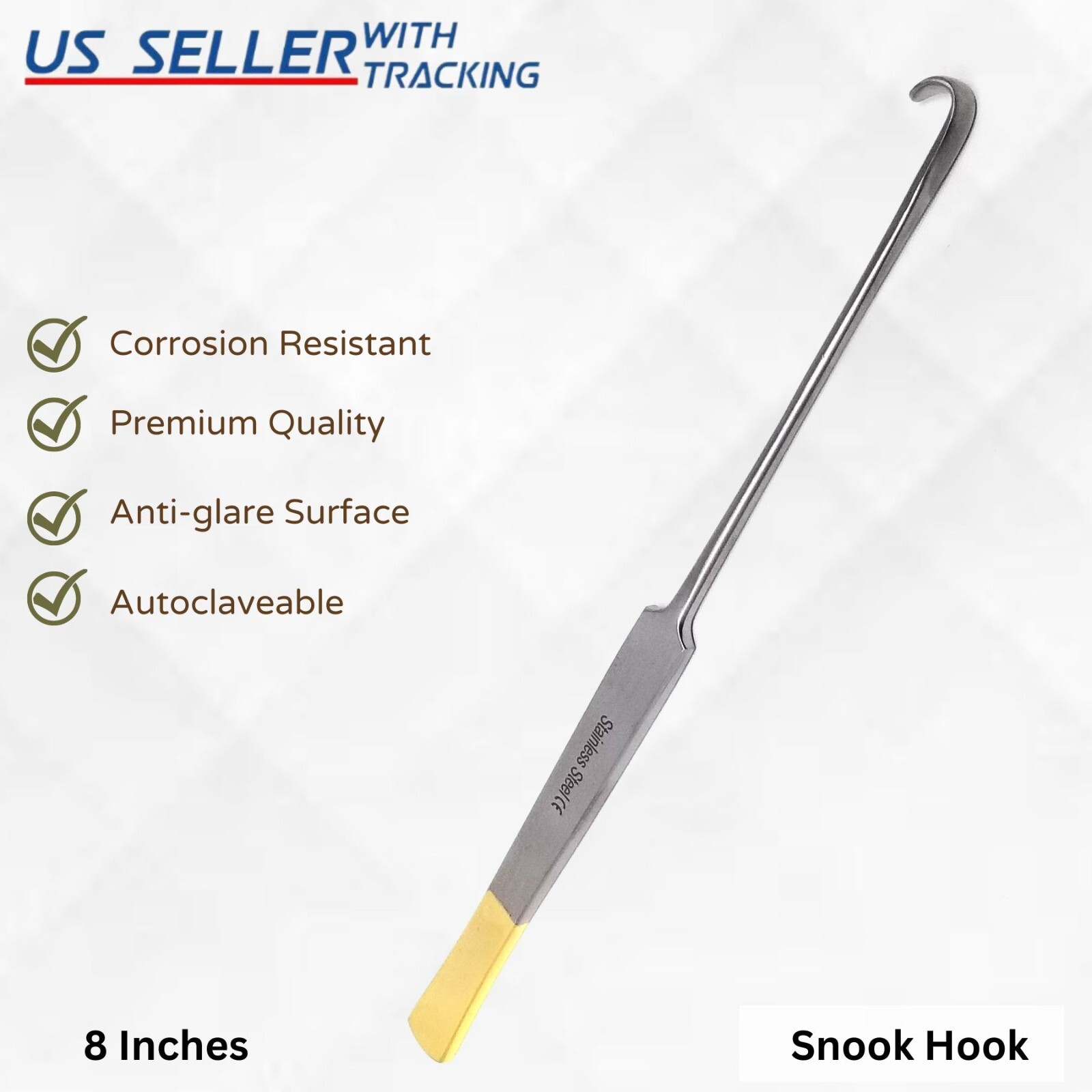 Premium Gold Handle Spay Snook OVERIECTOMY Hook Surgical Veterinary Instruments