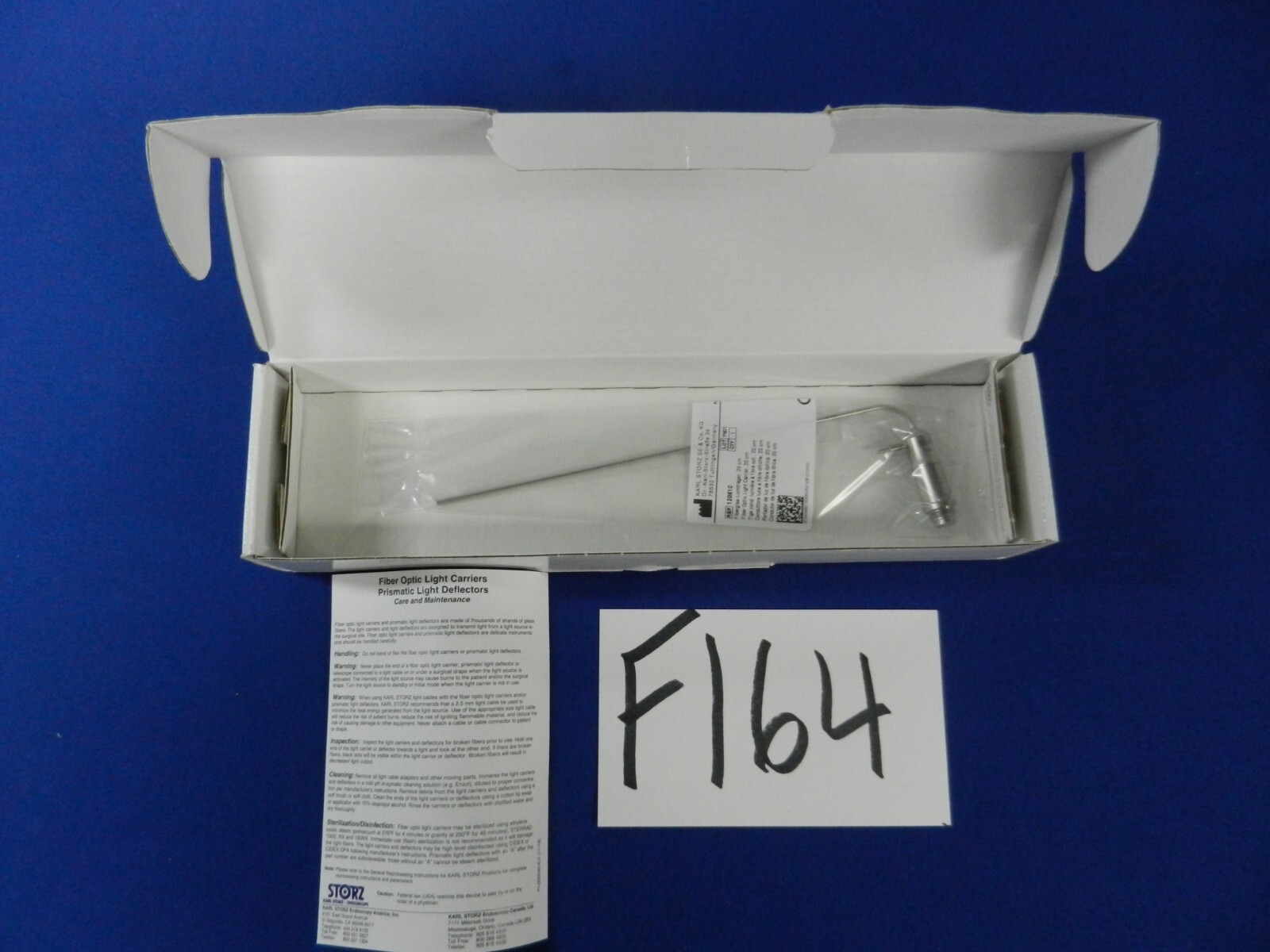 F164 Storz 12061C Fiber Optic Light Carrier For 20cm Hypopharngoscopes NEW!