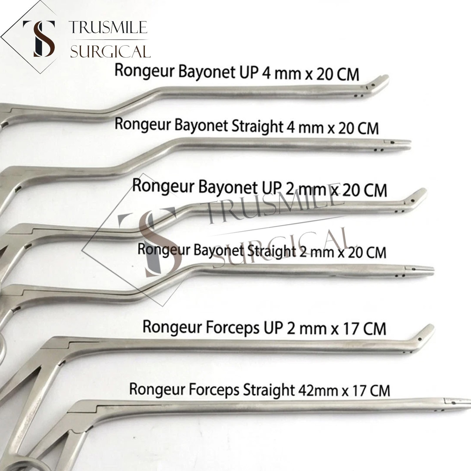 Rongeur Bayonet Disc Cushing Forceps Straight Up 2,4 mm 6 PCs Set