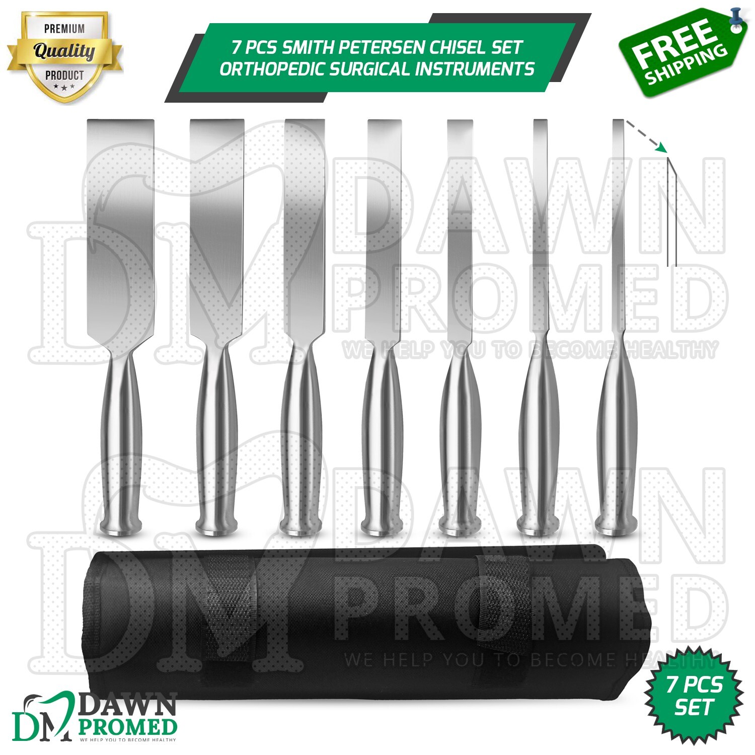 7 Pcs Smith Petersen Bone Chisel Set Orthopedic Surgical Instrument German Grade