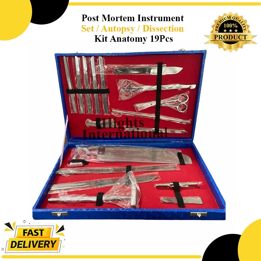 Post Mortem Instrument Set / Autopsy / Dissection Kit Anatomy 19Pcs