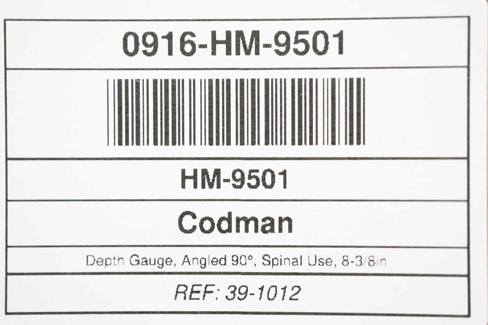 Codman 39-1012 Depth Gauge, Angled 90°, Spinal Use, 8-3/8in