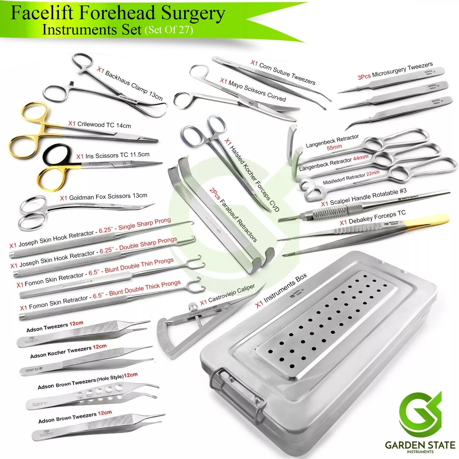 Facelift Forehead Plastic Surgery Kit Facial Face Lift Surgical Instruments Box