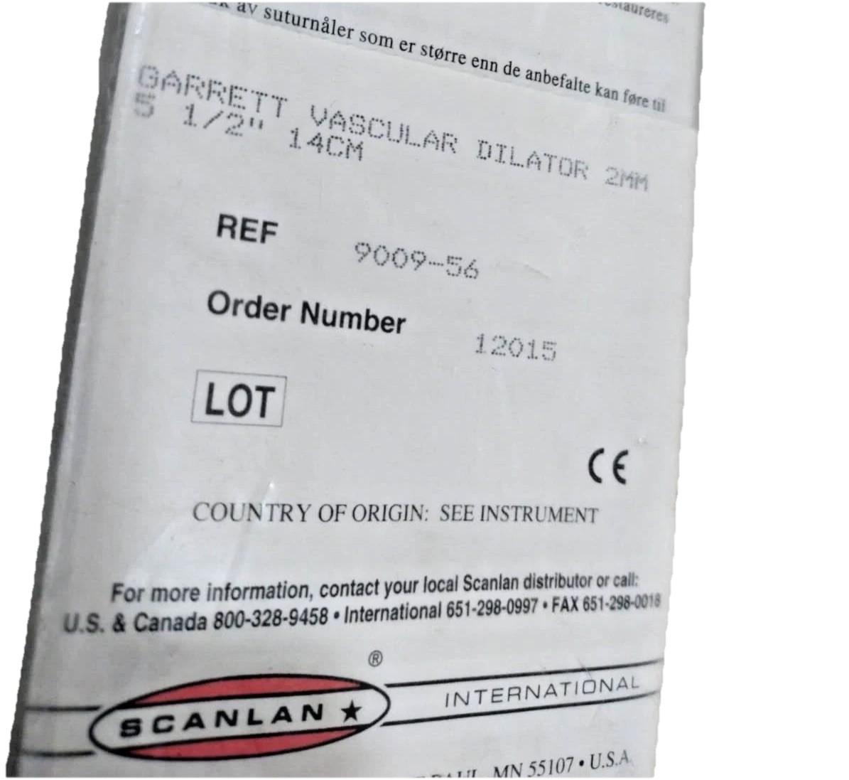 Scanlan 9009-56 Vascular Dilator Garrett 2mm, 14cm