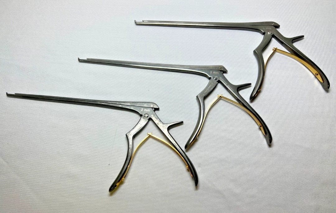 Set of 3 Ruggles RB4882 RB4853 RB4854 2-4mm x 40° Up x 8″ Kerrison Rongeurs