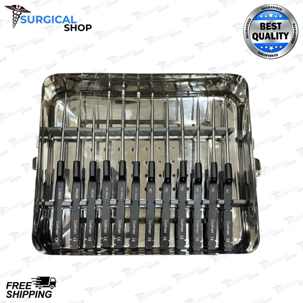 Lot Of 14 Codman Microdiscectomy Karlin Cervical Curettes Set W-Tray