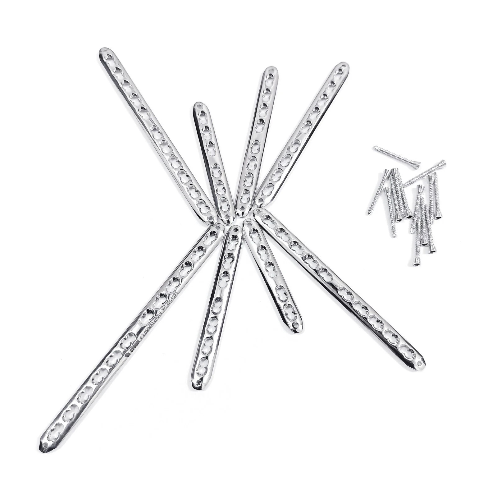 2.0mm LCP Plates Lot of 8 pcs & LCP Screws (50 pcs) Veterinary Instruments
