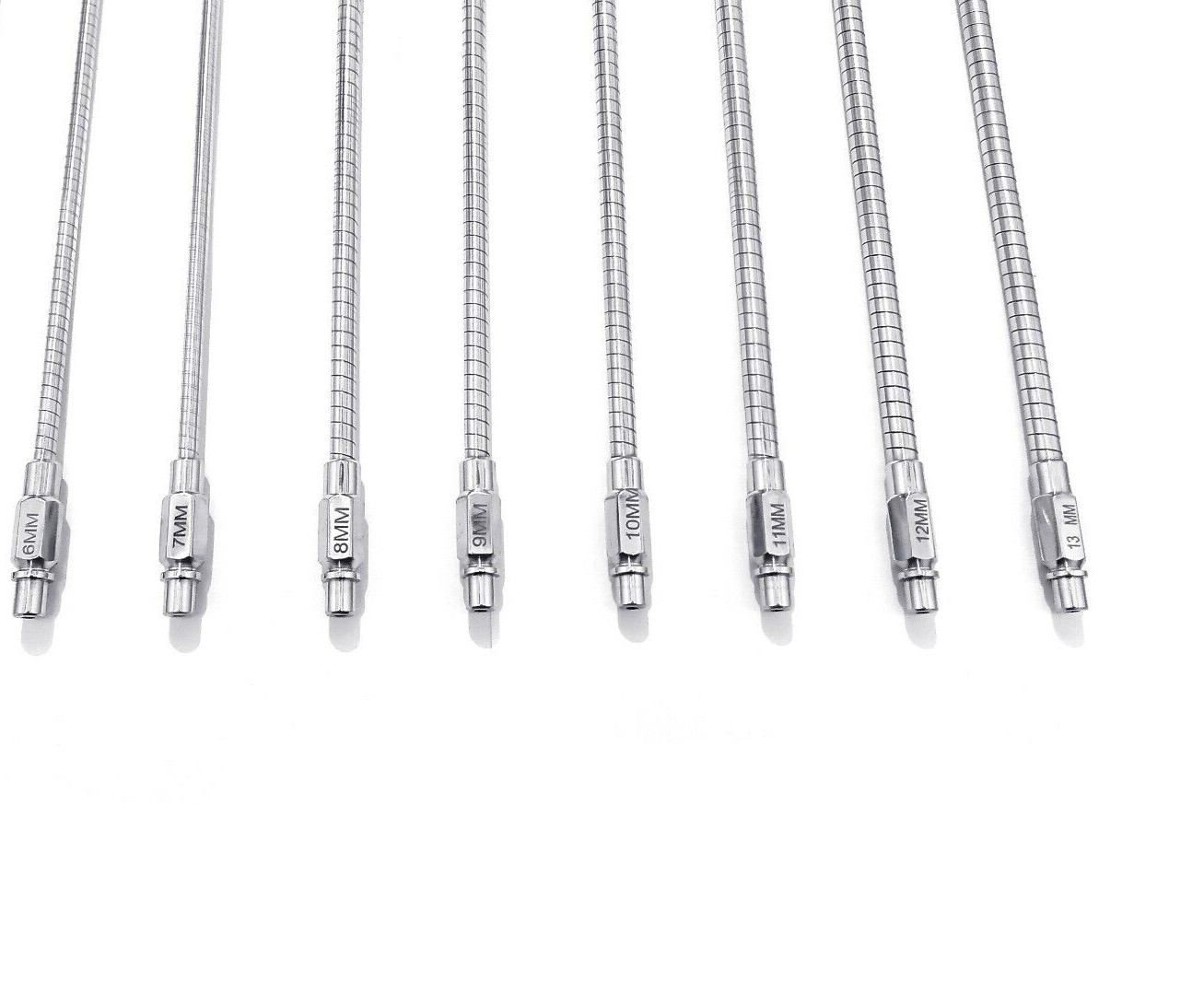 Veterinary Cannulated Flexible Reamer 6mm to 13mm Lot of 8pcs Stainless Steel