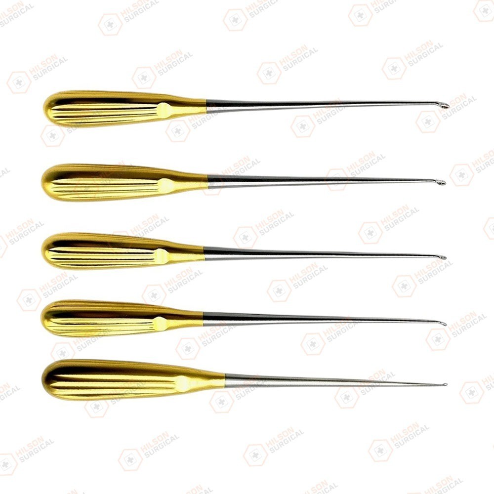 Cervical Bone Curette Set Of 5 Pcs Orthopedic Curettes with Golden handle A+