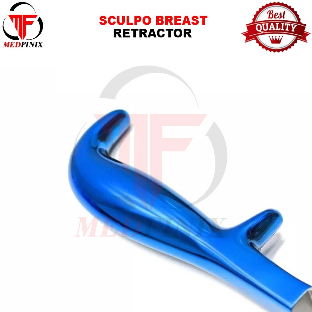 Sculpo Breast Retractors with Endoscopic Channel 180 X 25mm Titanium Blue Coated