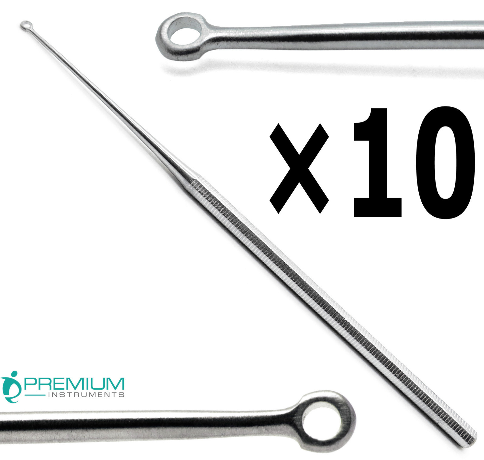 10× Buck Ear Blunt Curette #1 Surgical Straight 6.5″ Premium ENT Instruments