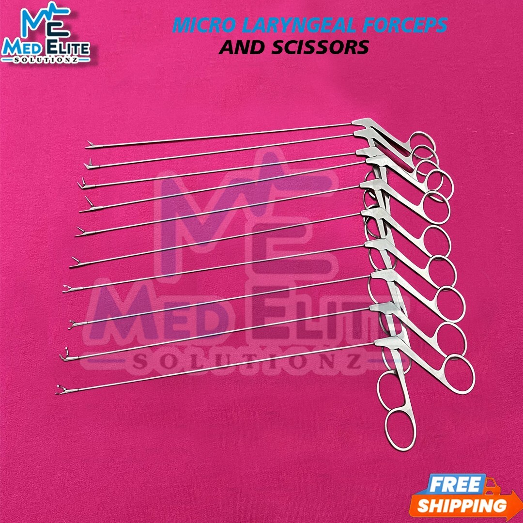 Micro Laryngeal Forceps Set Of 10 PCs ENT Scissor Grasper Biopsy Cup Etc 2X250