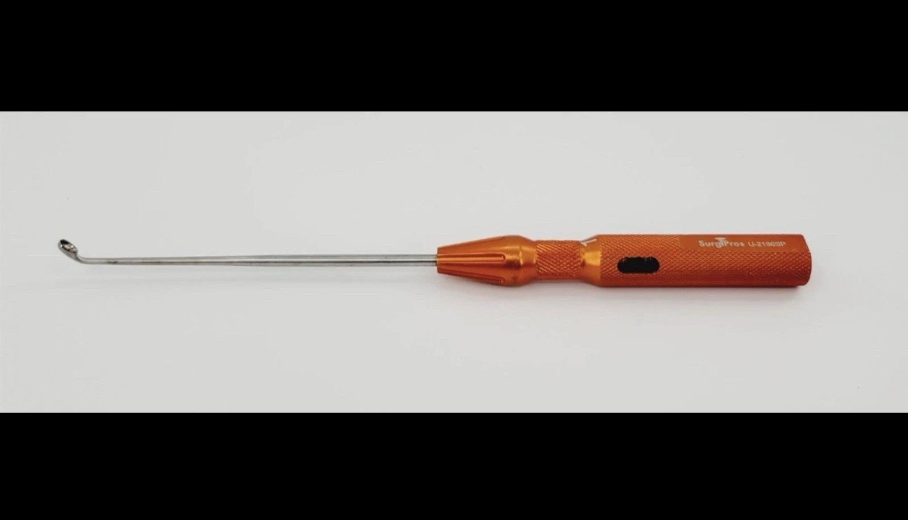 Surgipros U-2196SP Chroma-Line Micro Spinal Curette Angled Size 1 Orange 9-1/4″