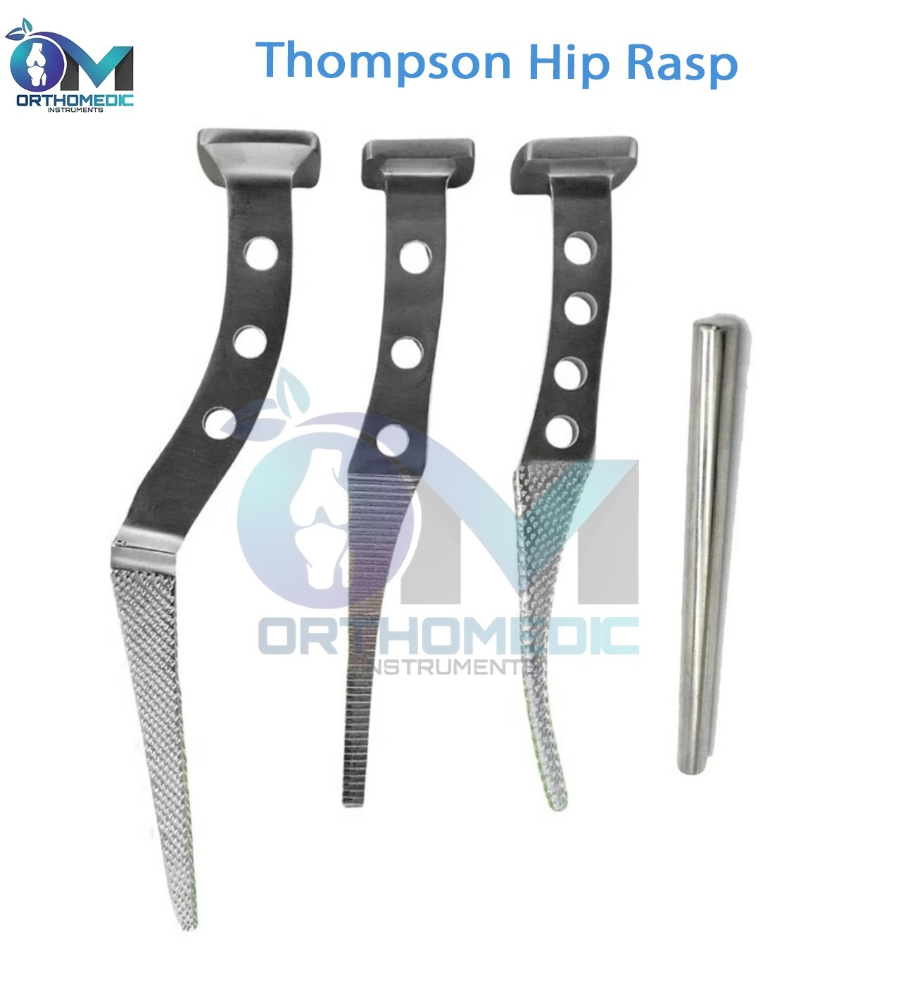 Thompson Hip Rasp Set – 3-Piece Orthopedic Prosthesis Surgery Instruments CE
