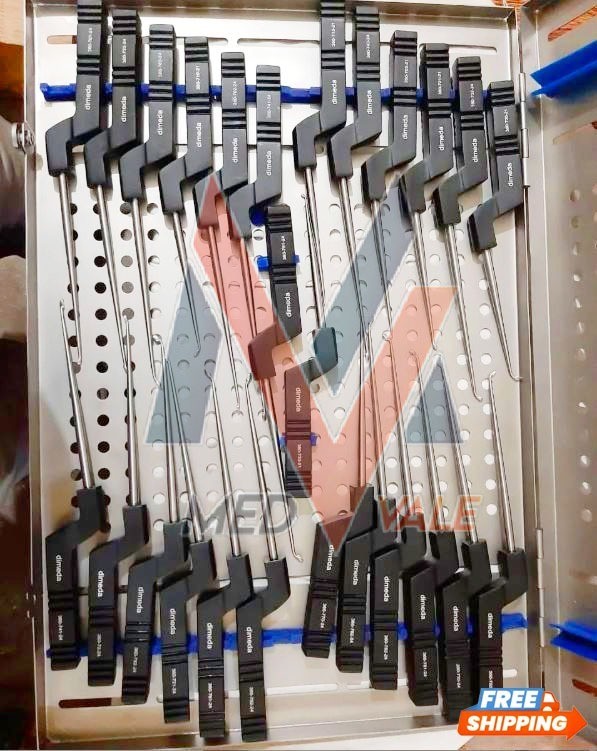 Lot Of 14 Codman Microdiscectomy Karlin Cervical Curettes Set w Tray