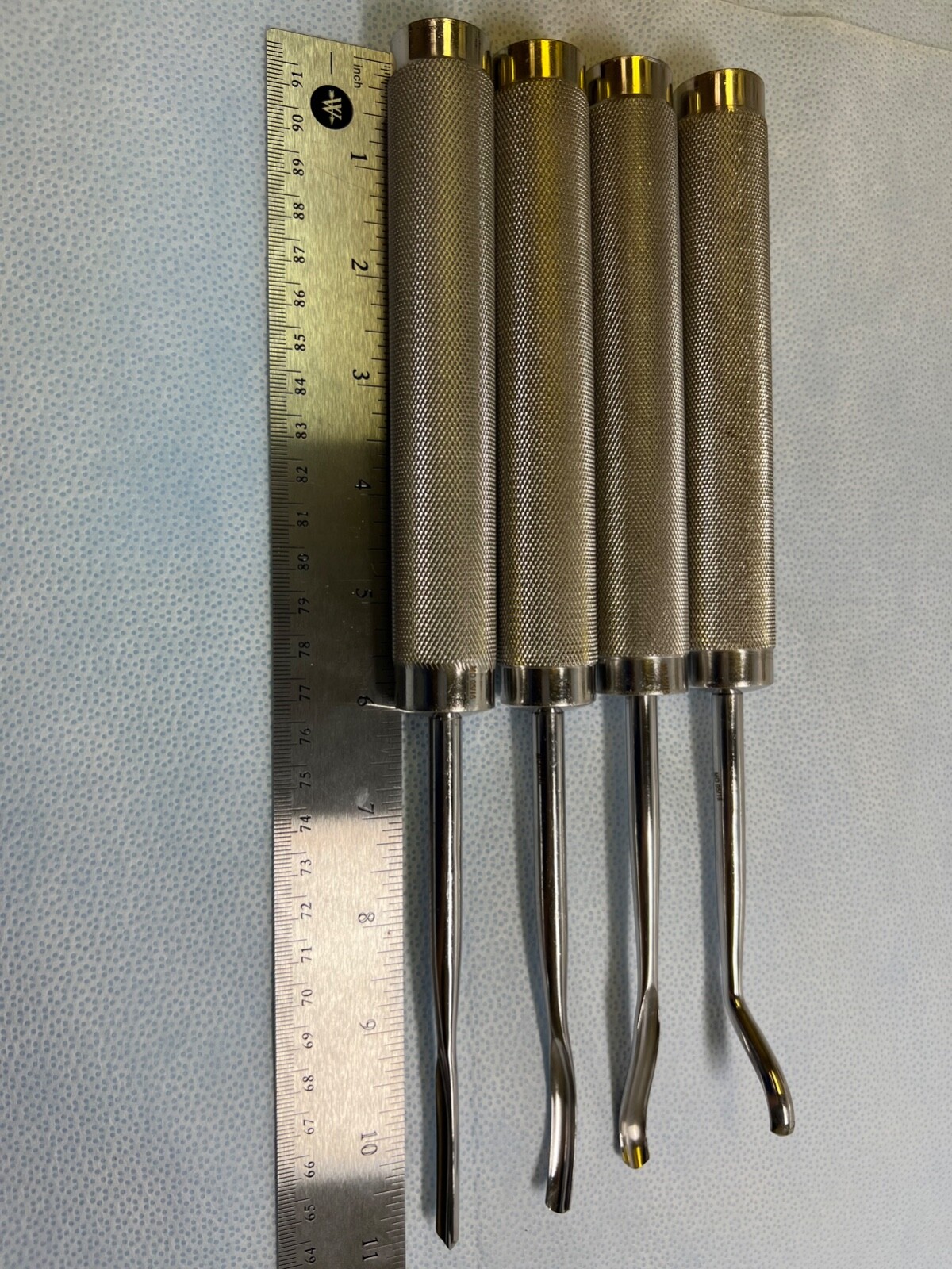 Set Of 4 Straight & Curved Orthopedic Stainless Steel Gouges