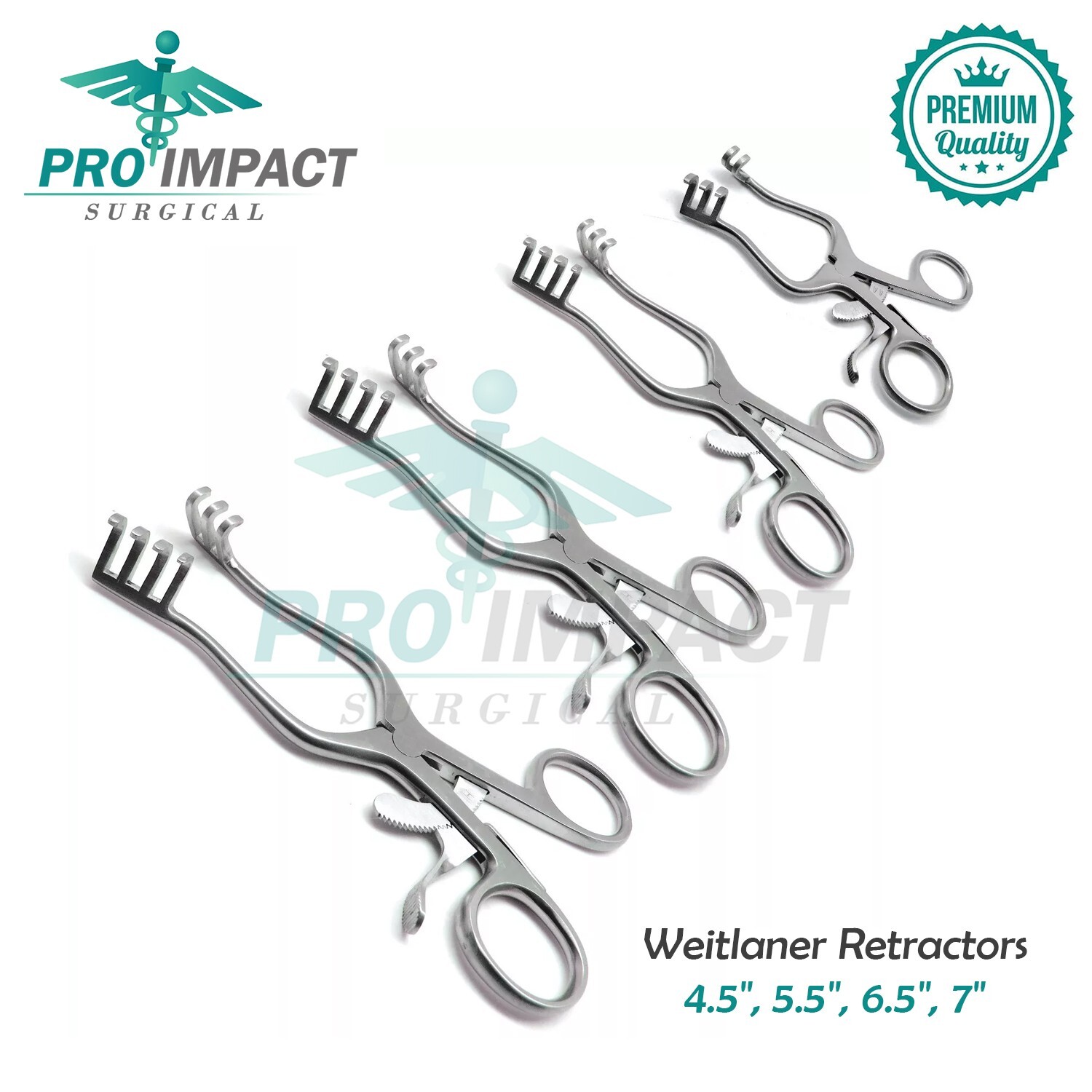 Weitlaner Retractors 4.5″, 5.5″, 6.5″, 7″ Blunt Prongs Surgical 4 Pcs Set
