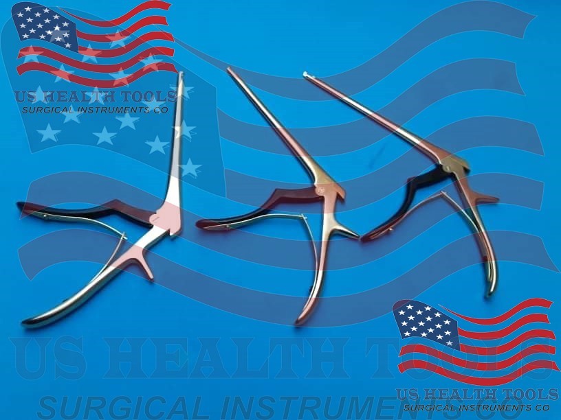 3 Pcs Set KERRISON Rongeurs 7″,1mm, 2mm,3mm Up 45 Degree Gold Handle Instruments