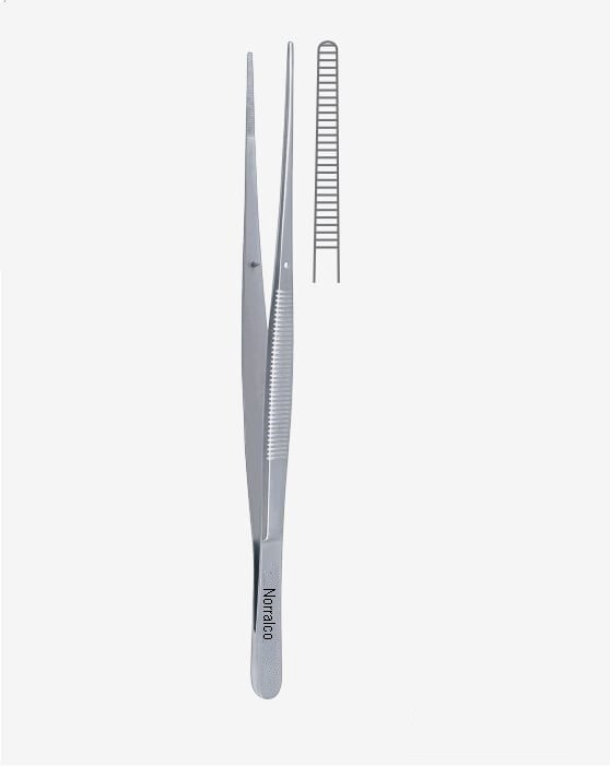 Potts-Smith Dressing Forceps, 8″, Straight, Serrated Tips, Premium
