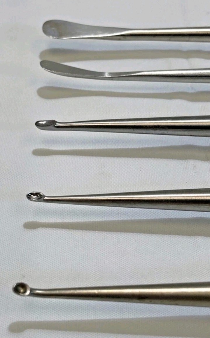 Set of 5 V. Mueller Cobb Elevators & Curette Set Neuro Spine Orthopedics