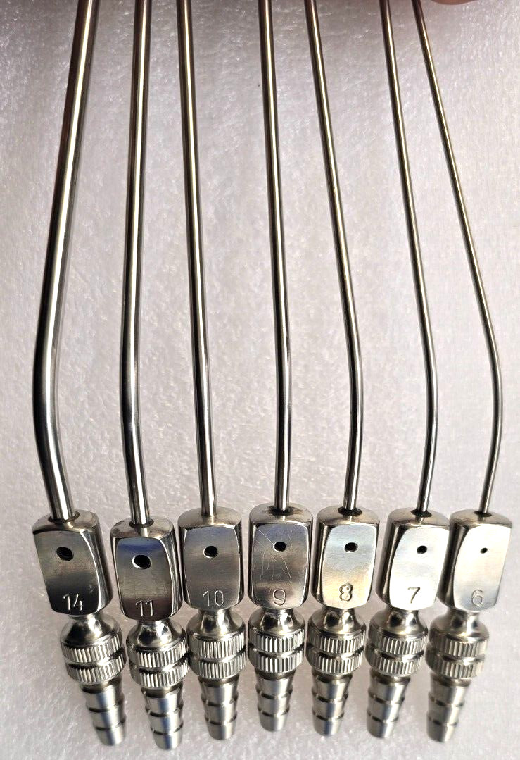 SSI Ultra Surgical Frazier Suction Tube 6,7,8,9,10,11,14FR Angled Set of 7
