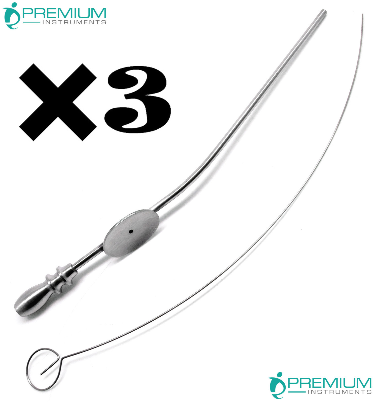 3 Pcs ENT Baron Suction Tubes # 5 FR 1.7mm Surgical Diagnostic Instruments