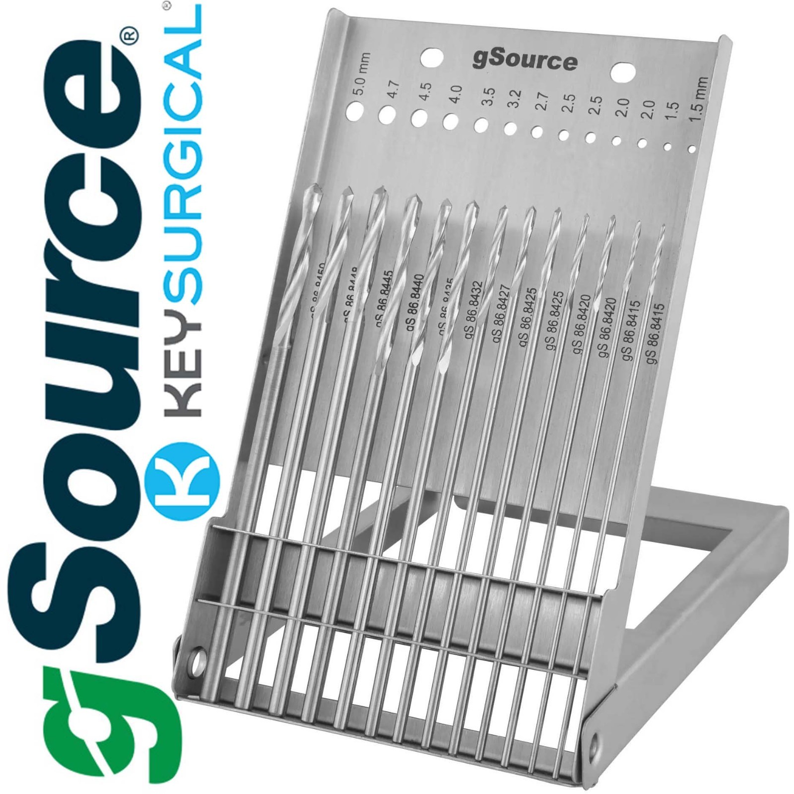 gSource gS 98.8127 Key Surgical ki-05-rack-td Twist Drills Bits Rack W Case 12