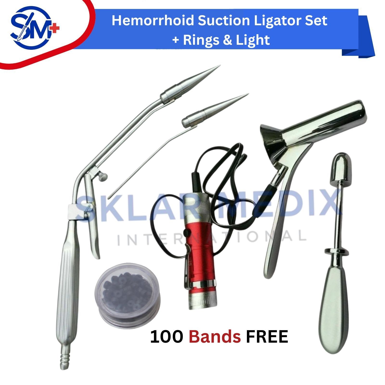 Hemorrhoid Suction Ligator with Proctoscope Anoscope Surgical Instruments German