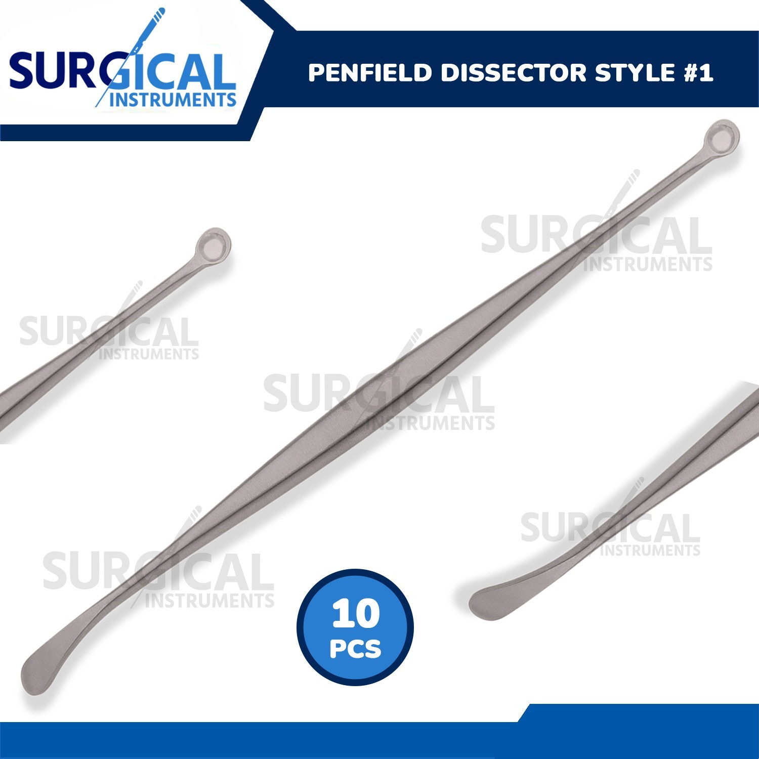 10 Pcs Penfield Dissector Style #1 7 1/4″ 6mm Sharp Cup & 6mm Blunt German Grade