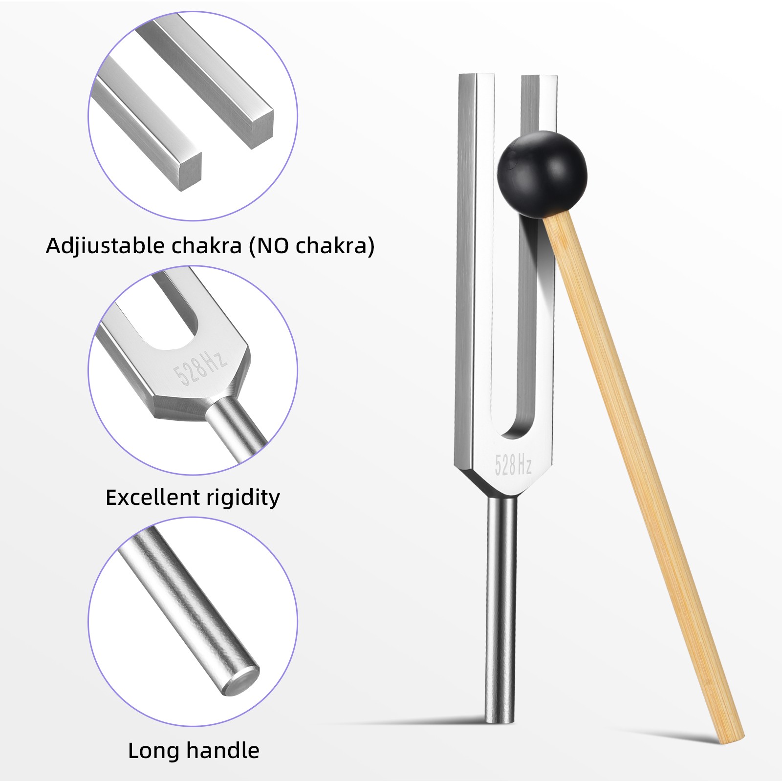 528Hz Healing Tuning Fork With Silicone Hammer Sound Therapy Musical Instrument