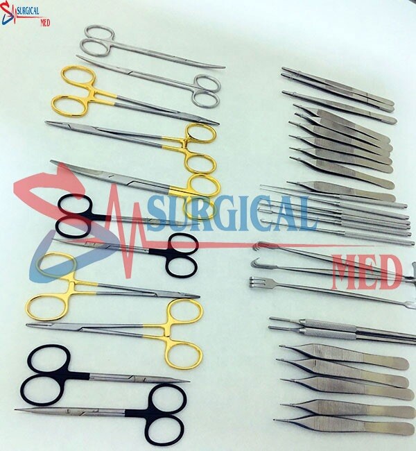 Plastic surgery basic set kit of general surgery instrument set of 37 pcs