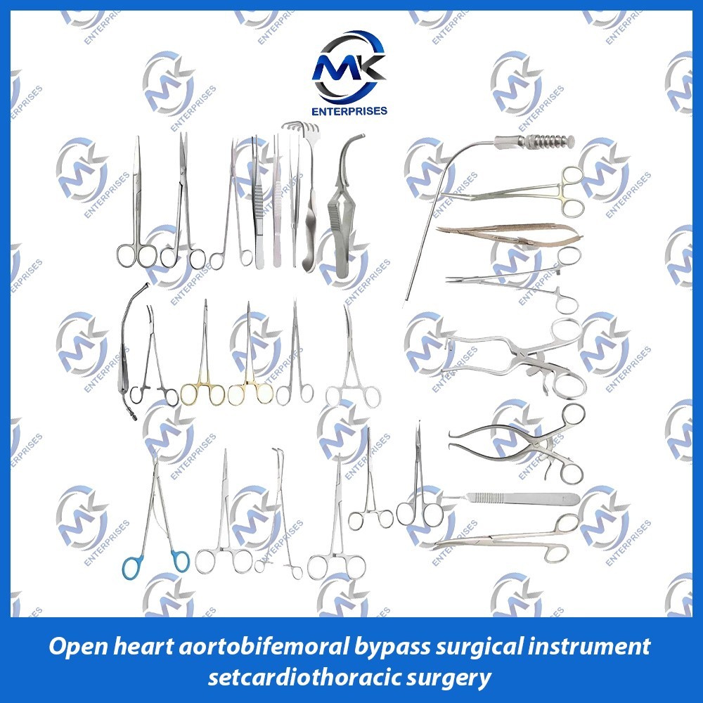 Open heart aortobifemoral bypass surgical instrument setcardiothoracic surgery