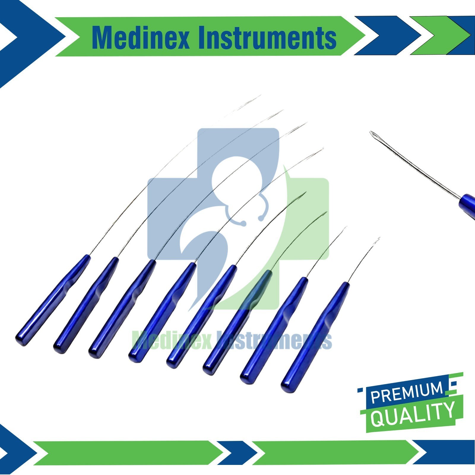 Suture Passer Needle Set of 9 Pcs for Non invasive Face Lift Technique Surgical