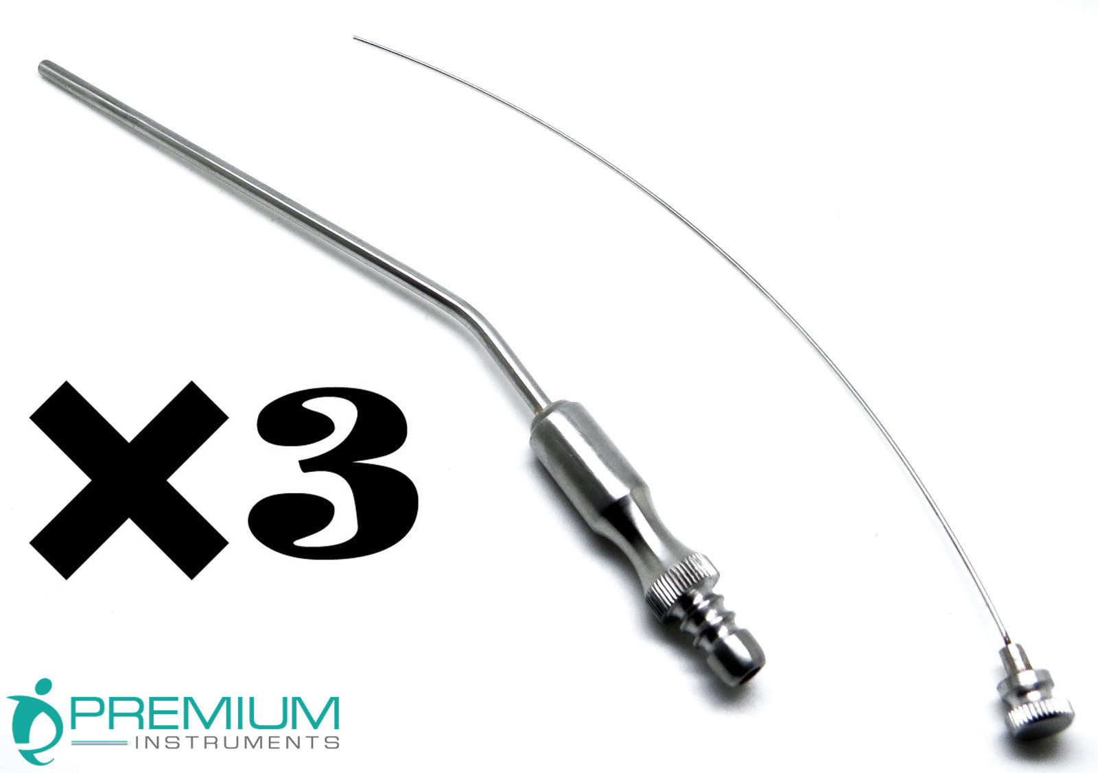 3× Frazier Suction Surgical Tube No. 11 (3.67mm) 7.6″ Diagnostic New Instruments