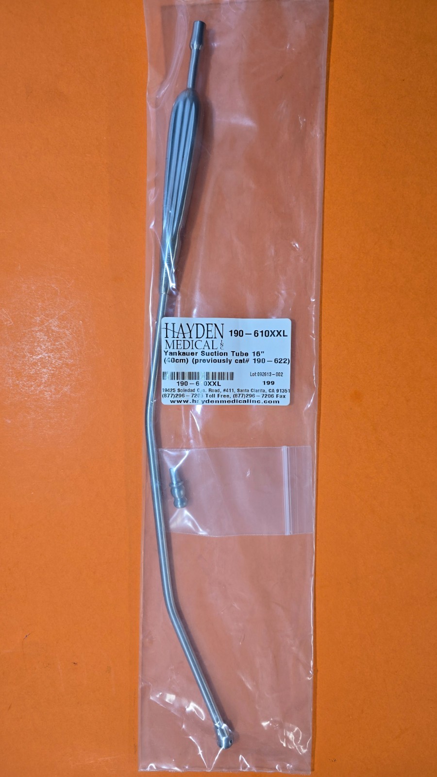Hayden Medical Surgical Yankauer Suction Tube 16″ (40cm) Stainless Steel