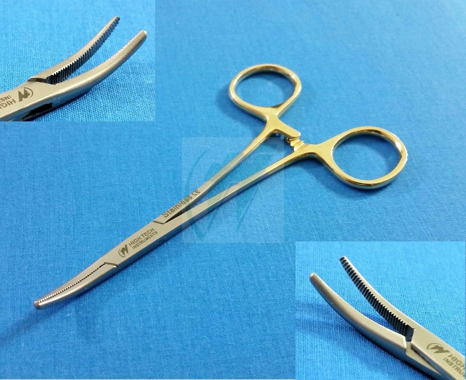 5 O.R GRADE MOSQUITO HEMOSTAT LOCKING SURGICAL FORCEP 5″ CURVED WITH GOLD HANDLE