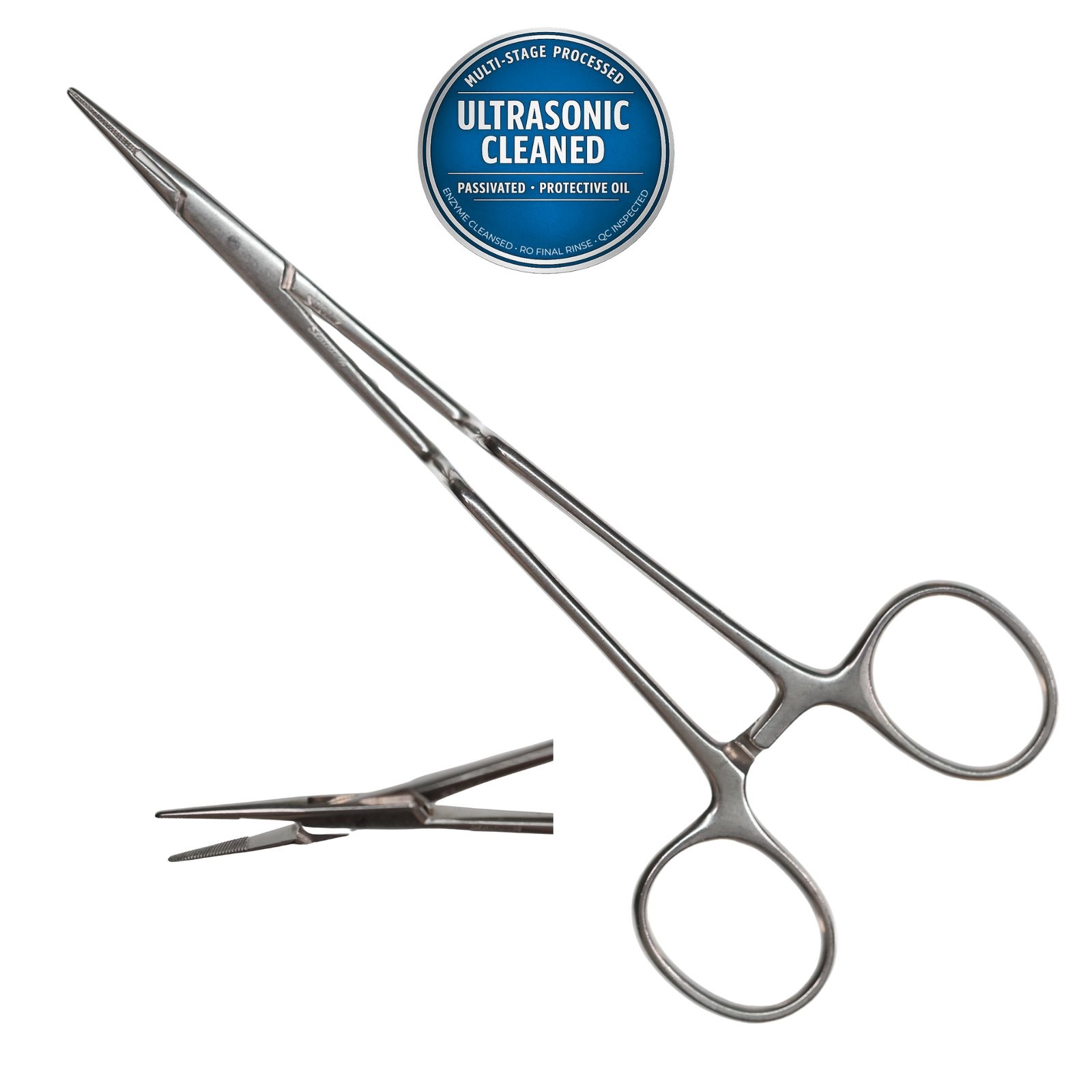 Storz M7500 Bayonet Needle Holder, Straight, Fine 14mm Serrated Jaws, 7-1/8in