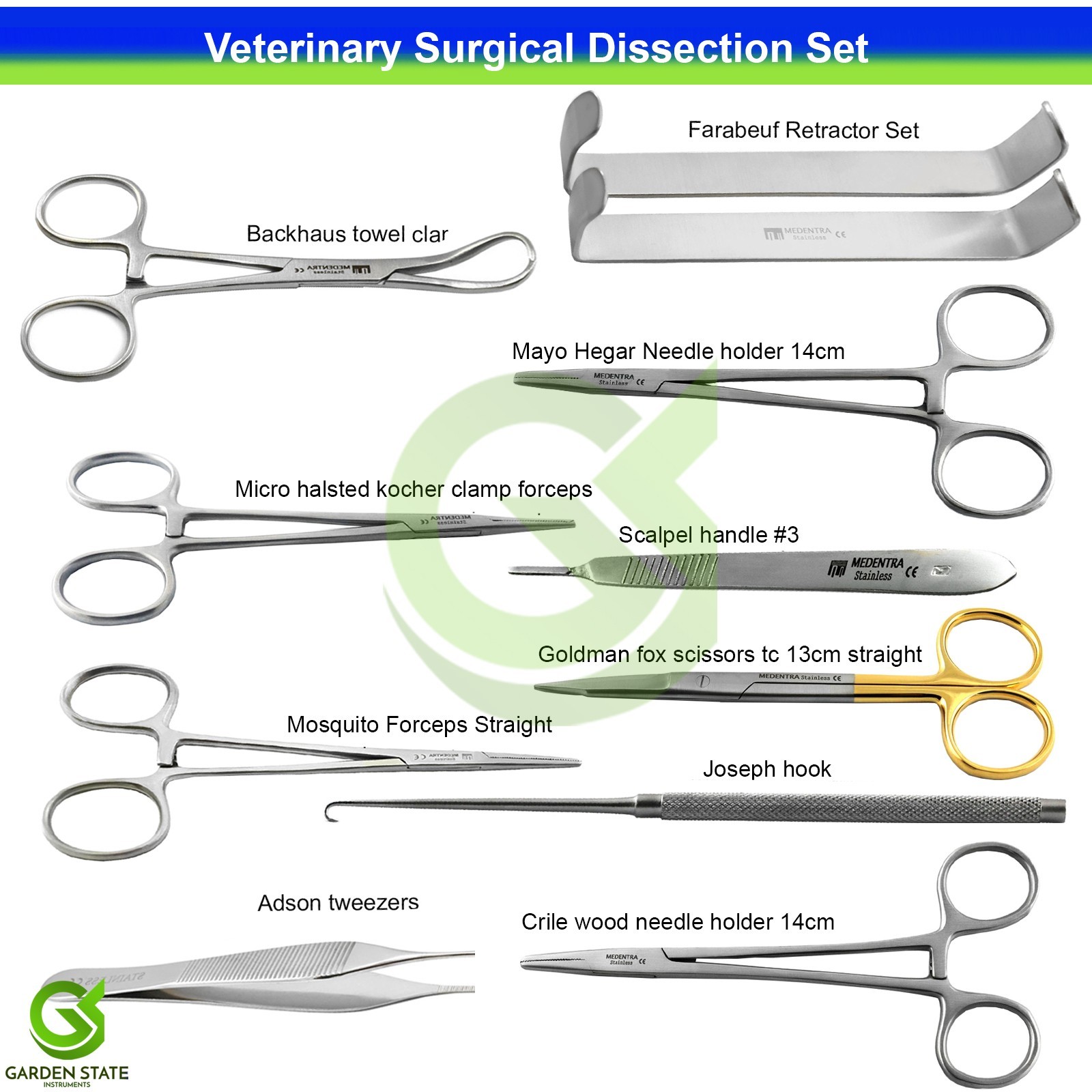 Veterinary Surgical Dissection Set Mass/tumor Removals Surgery Instruments