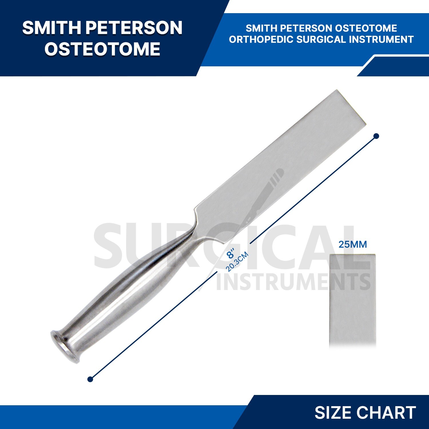 Smith Petersen Osteotome size 1″ ( 2.5 cm) Orthopedic Surgical German Grade