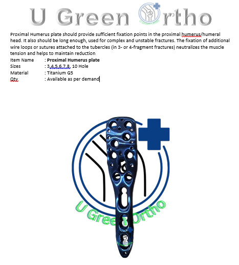 Proximal Humerus LCP (Philos) Plate 3.5mm, 4-5-7-10 Holes/any hole 8 plates set