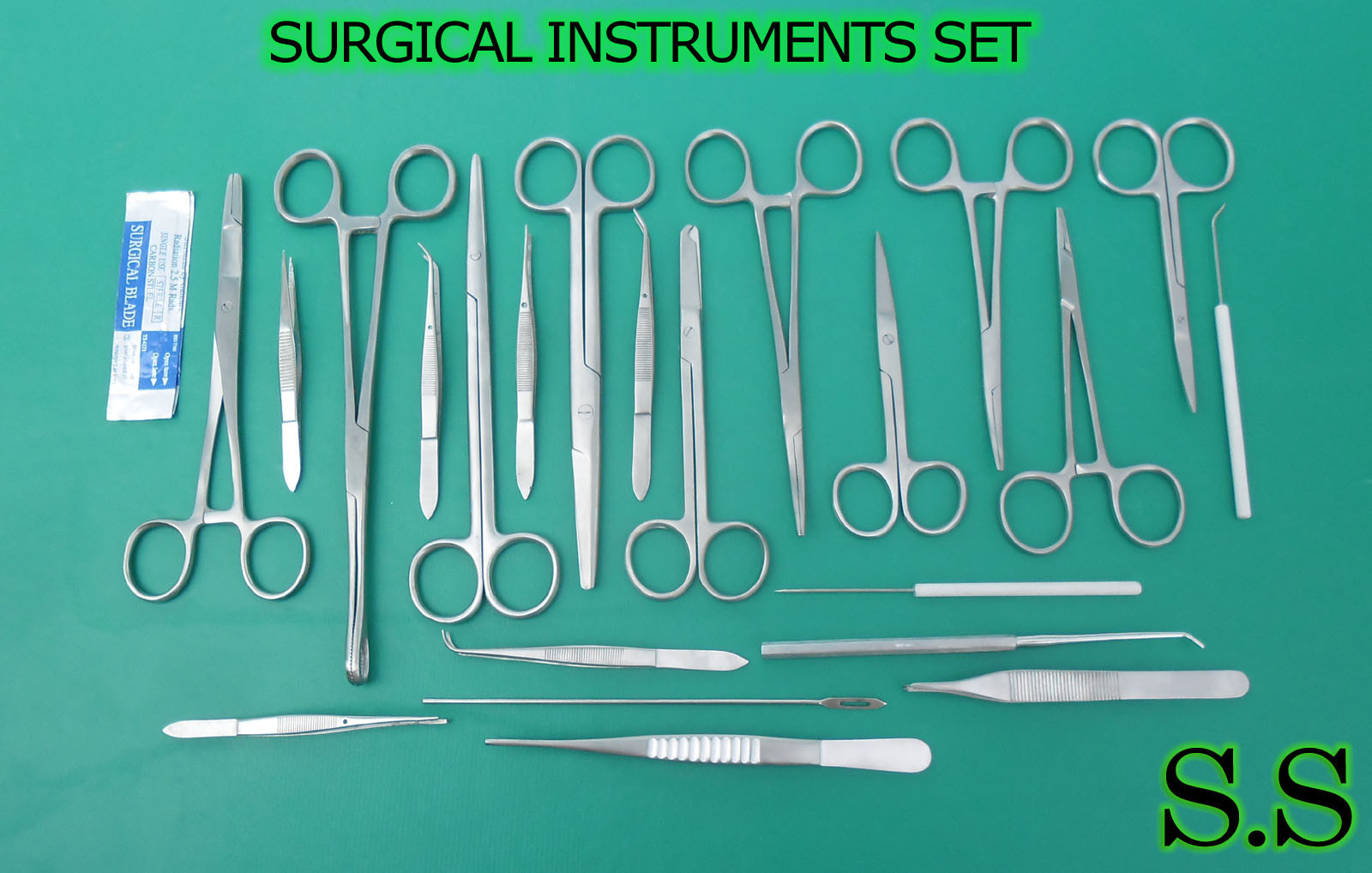 37 PC SURGICAL INSTRUMENTS KIT+100 BLADES#10#11#12#15#16#20#21#23#24 S.S-515