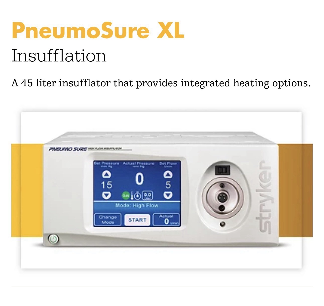 STRYKER 45L Liter Pneumosure XL Insufflator (620-040-610) Tubing Available