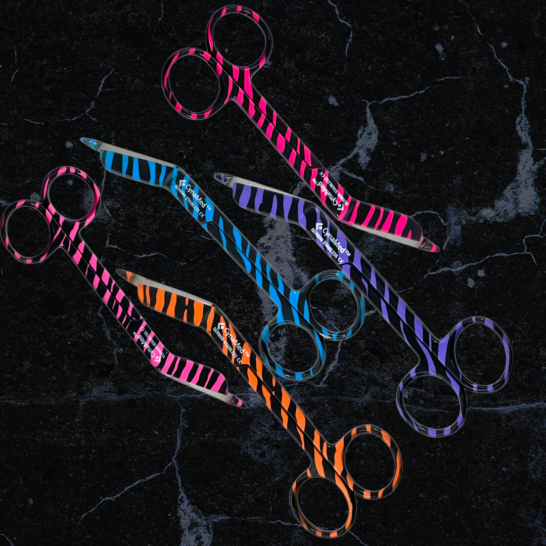 ArTLaB-Medical and Nurse Bandage Scissors 5.5″ Assorted – Zebra Pattern – 5 Pack